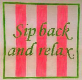 RD 038 Sip back and relax 13M 10"x10" Rachel Donley Needlepoint Designs