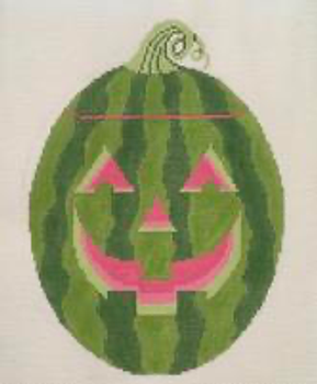 RD 073 Watermelon Jack O Lantern 13M 10"x7" Rachel Donley Needlepoint Designs