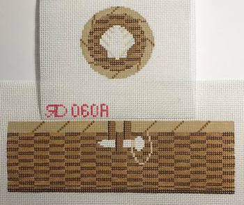 RD 060 Mini Nantucket Basket w/ Shell Lid (2 part)  13M 2.75" x 2.75" 5"x5"x16"Rachel Donley Needlepoint Designs