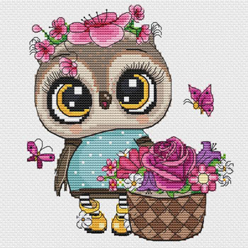 Owl With Flowers by Les Petites Croix De Lucie 20-1080