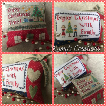 Enjoy Christmas Enjoy Christmas with Family is 75W x 36H. Stitch count for Enjoy Christmas Time is 81W x 41Hby Romy's Creations 19-2736 YT