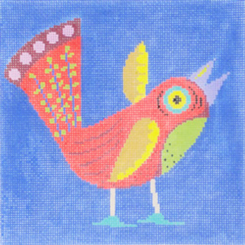 11721	TPOW	Terrell Powell Red bird on blue background	08 x 08	13 Mesh Patti Mann