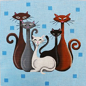 40053	PP	Cats--retro on aqua	12 x 12	13 Mesh Patti Mann