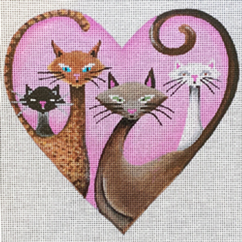 40054	PP	Heart-shaped cats on pink	11 x 11	13 Mesh Patti Mann