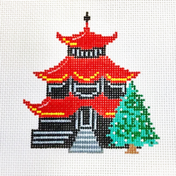 40037	CHR	Christmas house--pagoda 03 x 03	18 Mesh Patti Mann