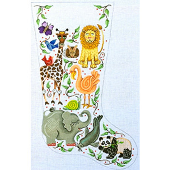 21000	SOCK	stocking, animals and greenery	14 x 23	13 Mesh Patti Mann