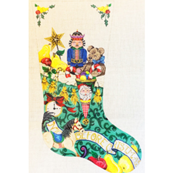 6250	SOCK	stocking, Victorian on green	14 x 23	18  Mesh Patti Mann