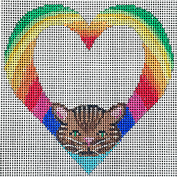 22116	PETS	Rainbow heart with kitty	4.5 x 4.5 18 Mesh  Patti Mann