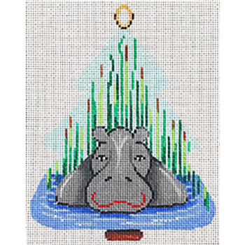 21008	CHR	ornament, hippo in water	4.5 x 06 	18 Mesh  Patti Mann