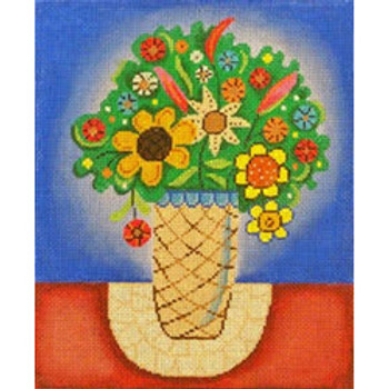 11716	TPOW	Terrell Powell vase of flowers on doilie	10 x 12	13 Mesh  Patti Mann