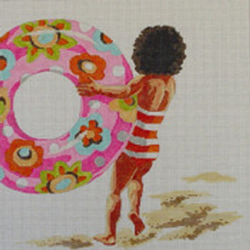 PE112 Girl with Beach Ring 14x14 13 Mesh Colors of Praise