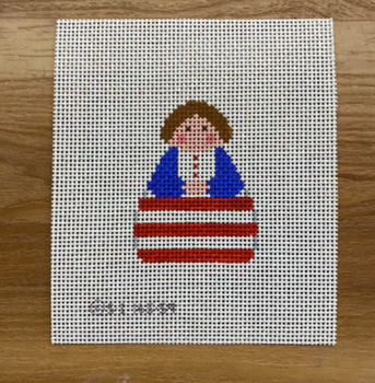 Red White Stripe with Blue Angel 2 1/4" X 3" 13 mesh STITCH-ITs SI16559