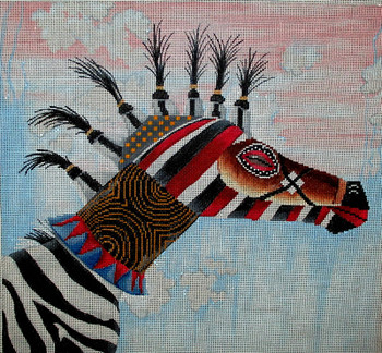 TC-9 Zebra Tribal Mask	12x11 18 Mesh Tapestry Fair TIMOTHY CHAPMAN DESIGNS