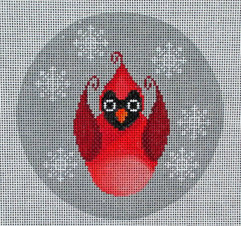 DTK-7 Christmas Cardinal Ornament 5.5" Diameter 18 Mesh Tapestry Fair DEBBIE TAYLOR-KERMAN