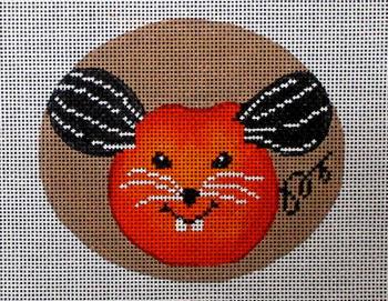DTK-9 Cheeky Pumpkin Ornament D - Mouse 4" oval 18 Mesh Tapestry Fair DEBBIE TAYLOR-KERMAN