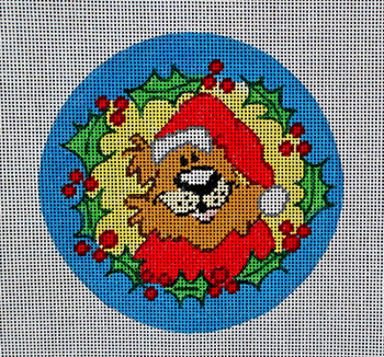 DAN-2 A - Bear Christmas Ornament  4.75 d	18 Mesh DAN ELDER DESIGNS