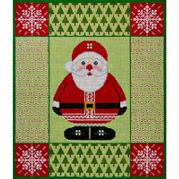 CHRISTMAS X225 Santa Patchwork w/Trees & Snowflakes 12 x 14 13 Mesh JP Needlepoint