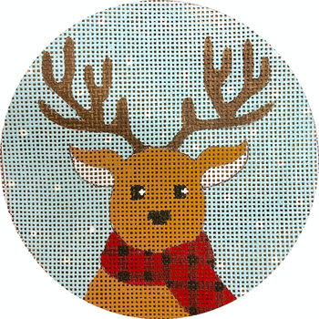APX428 Reindeer in Scarf 18 mesh 4" ROUND Alice Peterson Designs