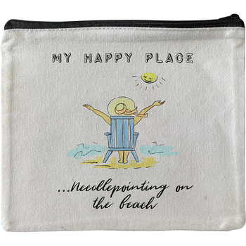 PO120 Happy Place Needlepoint cotton canvas Pouch Alice Peterson