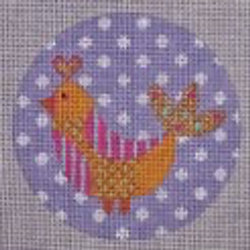 NSIT6 Orange Bird on Purple Mesh 3.75 dia EyeCandy Needleart