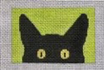 C102LT Peeky Kitty - 2x3 Luggage Tag, lime backgroundEyeCandy Needleart