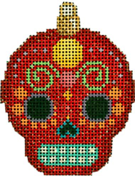 EE-1458 Sugar Skull Ornament/Red 2.25x3 18 Mesh Associated Talents