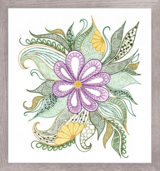 RL1588 Riolis Cross Stitch Kit Lovely Flower; 11.75" x 13.5"; Preprinted; 14ct 