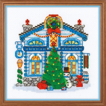 RL1662 Riolis Cross Stitch Kit Ice Cabin 6" x 6" ; White Aida; 14ct 