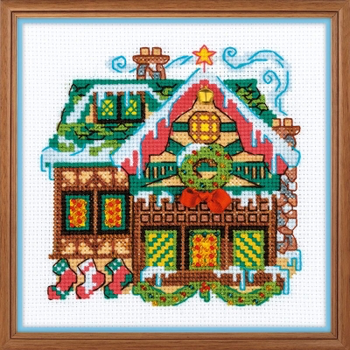 RL1663 Riolis Cross Stitch Kit Cabin with a Bell 6" x 6" ; White Aida; 14ct 