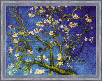 RL1698 Riolis Cross Stitch Kit Almond Blossom - After Van Gogh's Painting 15.75" x 11.75" ; White Aida; 14ct