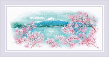 RL1744 Riolis Cross Stitch Kit Sakura - Fugi 21.75" x 9.75" ; White Aida; 14ct 