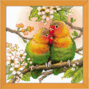 RL1780 Riolis Cross Stitch Kit Love Birds 7.75" x 7.75"; White Aida; 14ct 