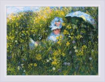 RL1850 Riolis Cross Stitch Kit In the Meadow after C. Monet's Painting15.75" x 11.75"; White Aida; 14ct