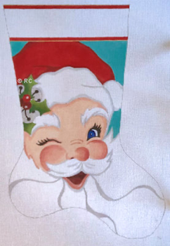 HO2084 Winking Santa Stocking 17 inches, 18 Mesh Raymond Crawford Designs