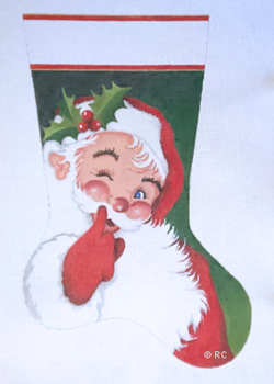 HO2094 Santa Whispers Stocking 17in, 18 Mesh Raymond Crawford Designs