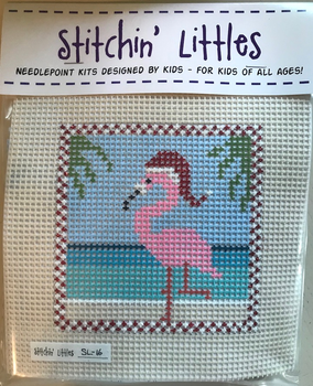 SL - 16 Flamingo Fun 5 x 5 7 Mesh Stitchin' Littles Kits Purple Palm Designs