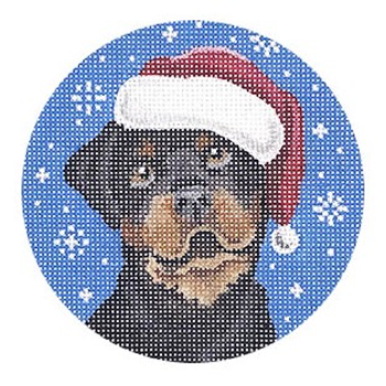 DG28 Rottweiler Santa Dog 4" Dia 18 Mesh Pepperberry Designs