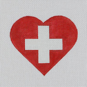 HT40 Swiss Flag Heart 3.25 x 3.75 18 Mesh Pepperberry Designs