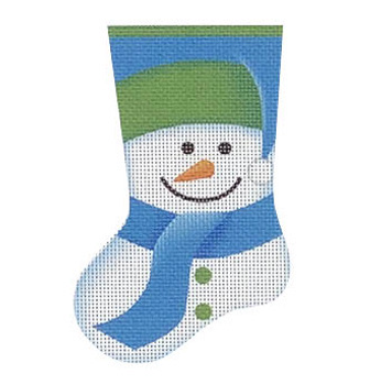 MS18 Snowman Mini Sock, Blue & Green 3.25 x 5 18 Mesh Pepperberry Designs