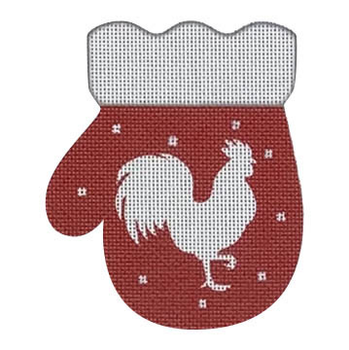 MT04 French Country Rooster, redwhite 3.75 x  4.5  18 Mesh Pepperberry Designs 