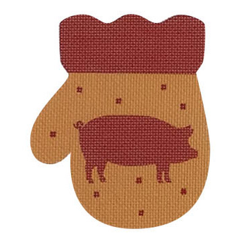 MT07 French Country Pig, red/golden 3.75 x  4.5  18 Mesh Pepperberry Designs 