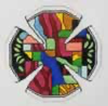 GS855 Stained Glass Star Kippa 8 × 8 in 13 Mesh MAGIC NEEDLE, INC. 