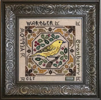 Birdie & Berries - Yellow Warbler 87w x 87h by Tellin Emblem 20-1659