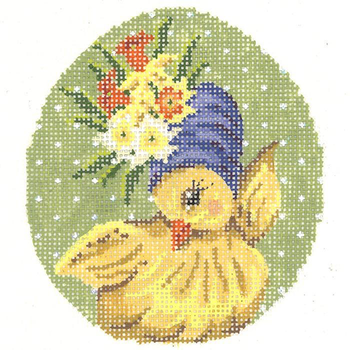 KEA15-18 Miss Daffodil Chick Egg 3.5"w x 4"h - 18 Mesh Kelly Clark Needlepoint