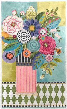 KCA46-18 Spring Floral Celebration 18 Mesh Canvas - 7"w x 12"h With Stitch Guide Kelly Clark Needlepoint