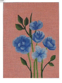 ME48 Blue Flowers 13 Mesh 6" x 8" Madeleine Elizabeth