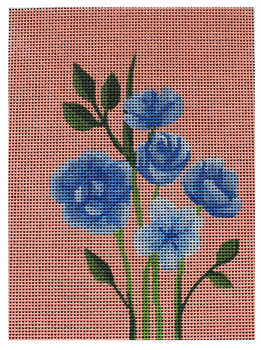 ME48 Blue Flowers 13 Mesh 6" x 8" Madeleine Elizabeth