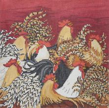 SW142	 Rooster Party		    11x11  13 Mesh  Birds Of A Feather
