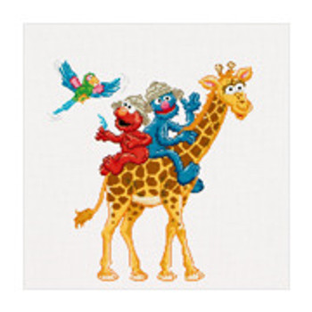 GOK762A Thea Gouverneur Kit Sesame Street Safari Counted Cross Stitch Kit