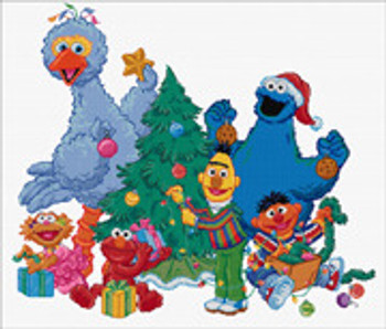 GOK761A Thea Gouverneur Kit Sesame Street Christmas Counted Cross Stitch Kit